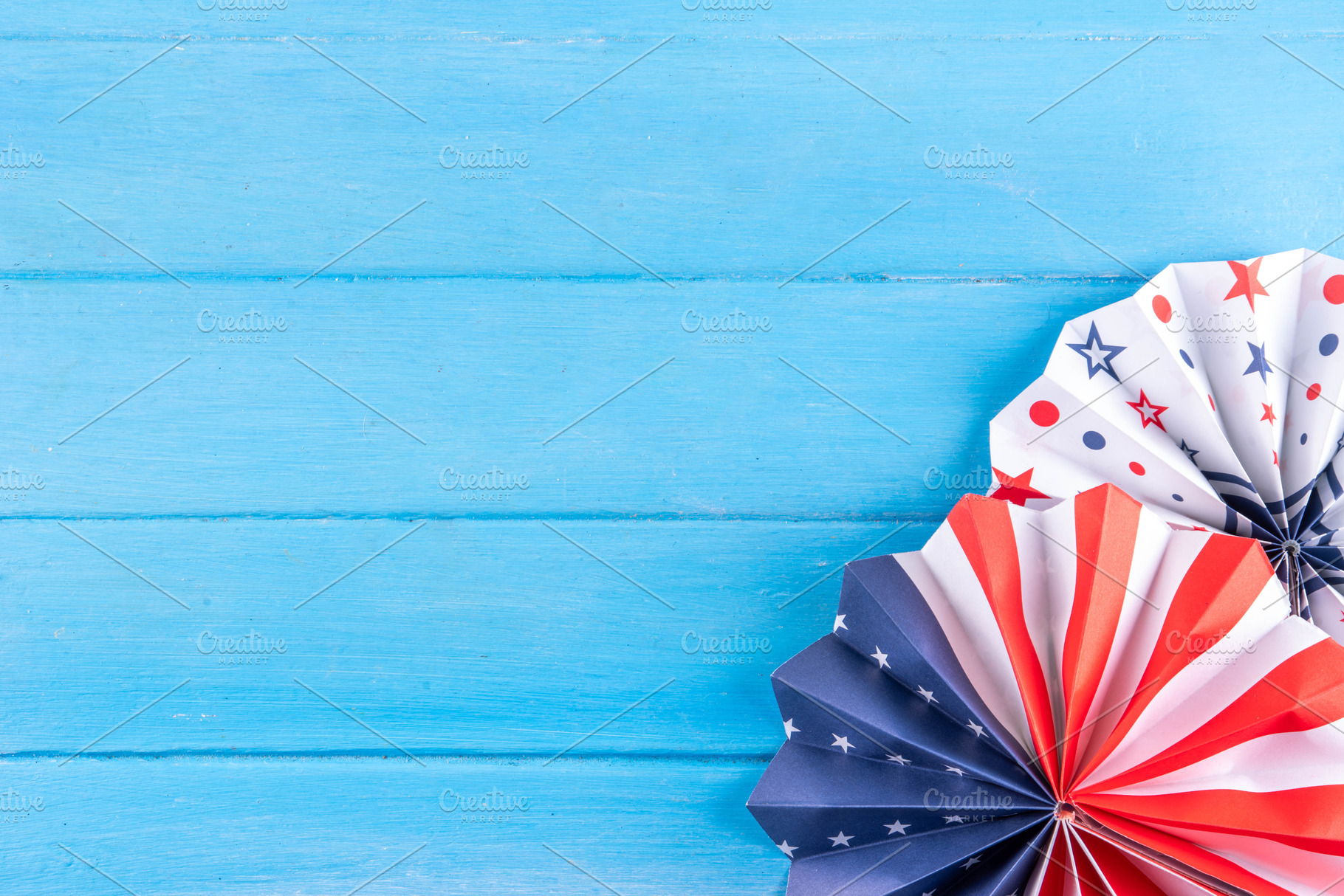 Light blue wooden USA Patriotic, Independence Day background, a Holiday Photo by Rimma