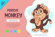 Pensive Cartoon Monkey. Crafting, an Animal Illustration by KENO Mascots (Thumbnail 1 of 3)