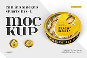 Canned Smoked Sprats in Oil Mockup, a Packaging Mockup by Country4k (Thumbnail 1 of 3)