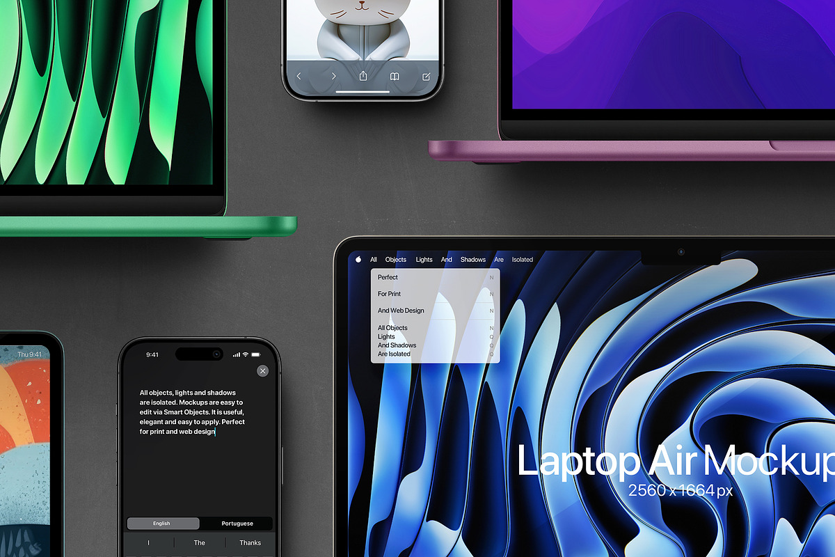 Laptop Air Mockup Phone 15 Pro Set, a Mac Mockup by Avelina Studio (Photo 3 of 3)