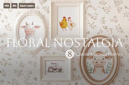 Floral Nostalgia Mockup Frames, a Product Mockup by NikiArts