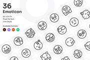 Emoticon Icons Set - Line, an Outline Icon by Kmg Design (Thumbnail 1 of 3)