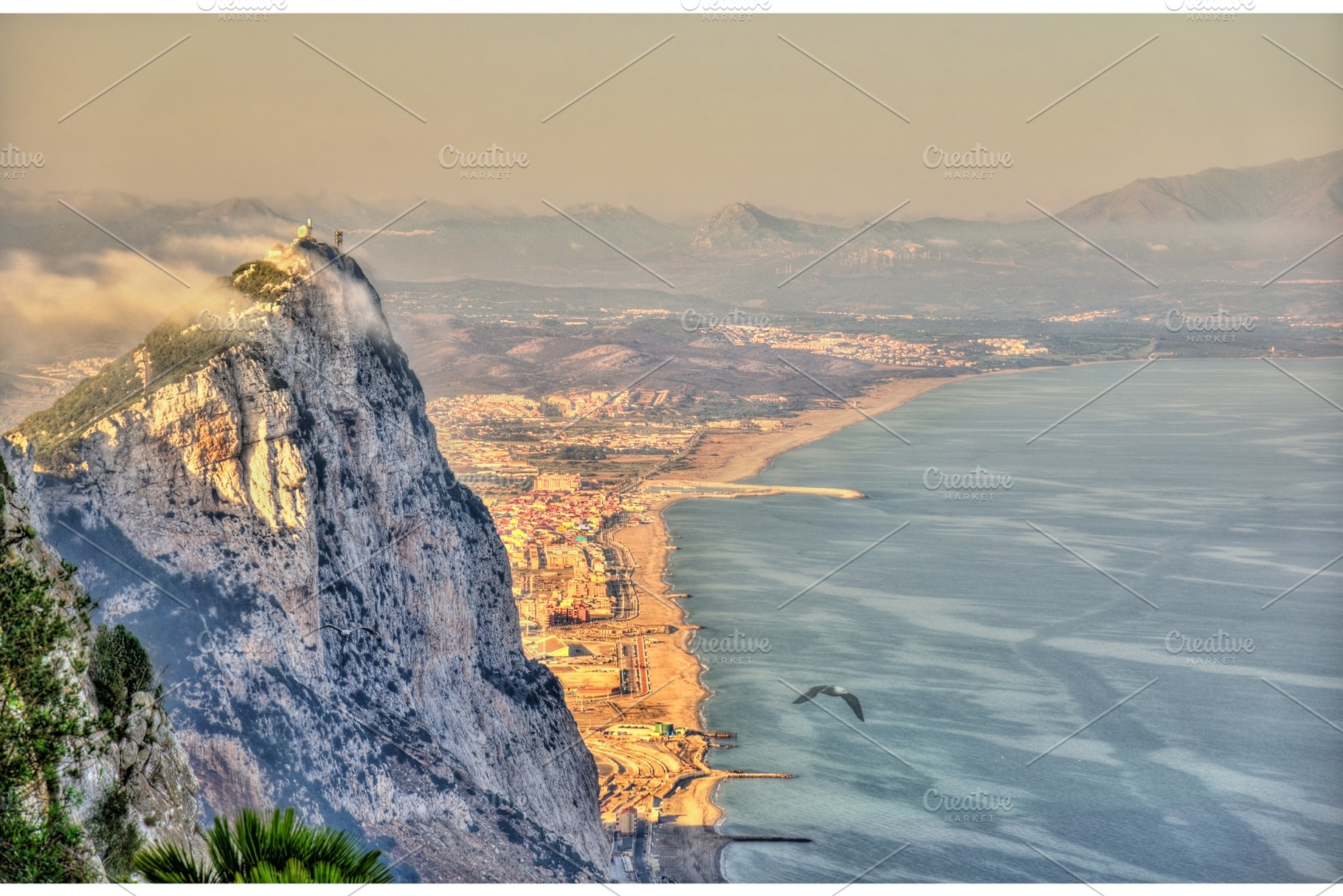 Rock of gibraltar in fog a british overseas territory containing gibraltar, a Nature Photo by Leonid Andronov