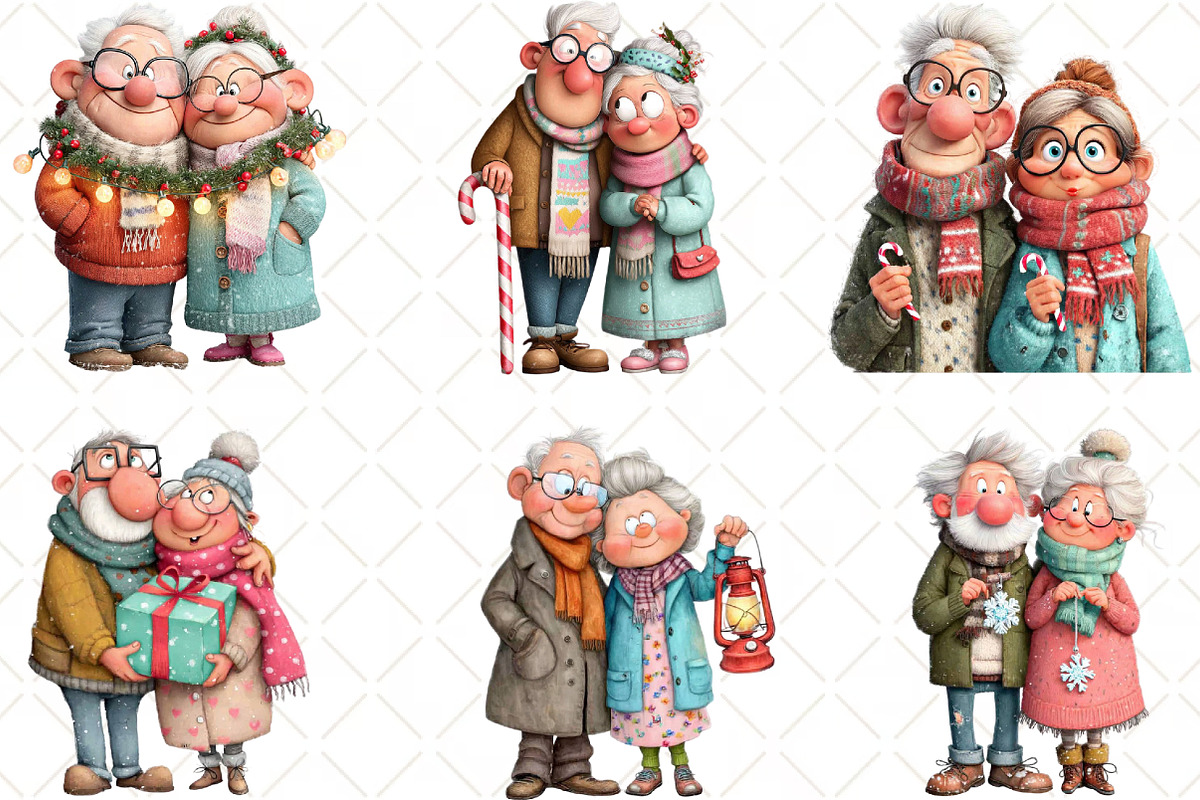 Quirky Christmas Old Couple Clipart, an Illustration by Black Bird Studio (Photo 4 of 6)