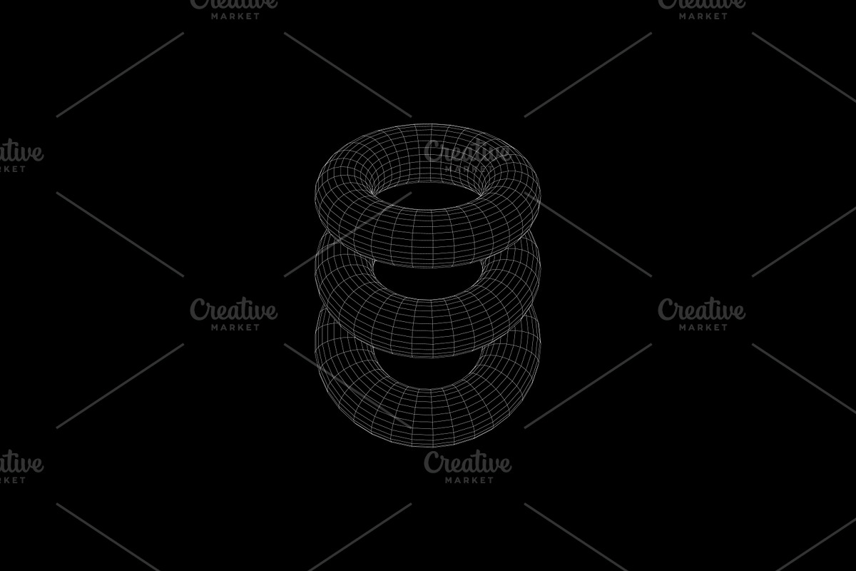 WIREFRAME GEOMETRIC ELEMENTS, an Object Graphic by BonkiStudio (Photo 3 of 10)