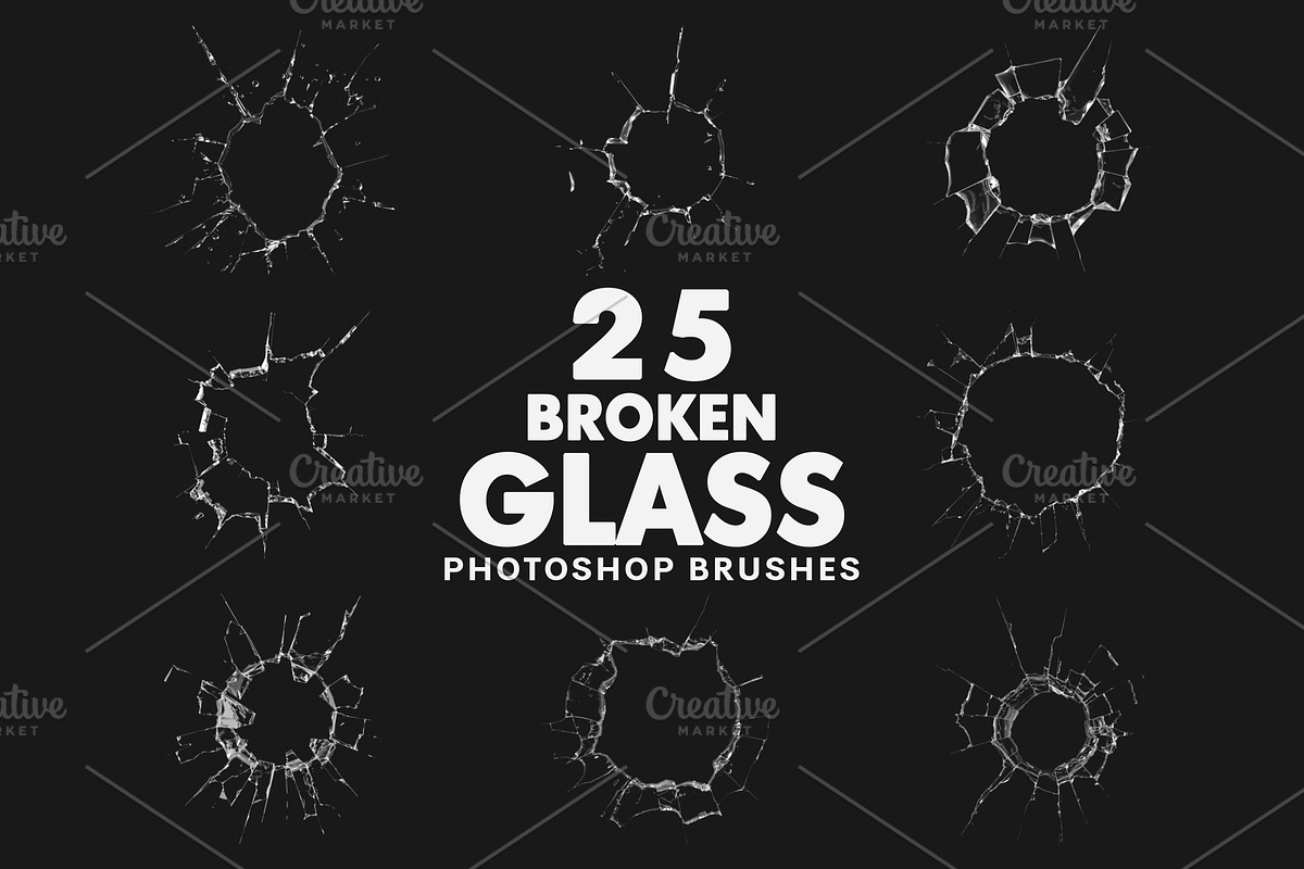 25 Broken Glass Brushes, a Brush Add-On by AB-TheDesigner (Photo 1 of 5)