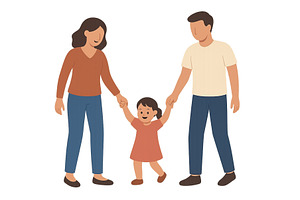 Family joyfully walking hand in hand, a Person Illustration by ZinetroN