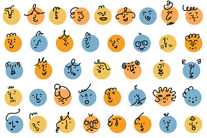 Circle faces with various emotions, a Person Illustration by Anada Arty