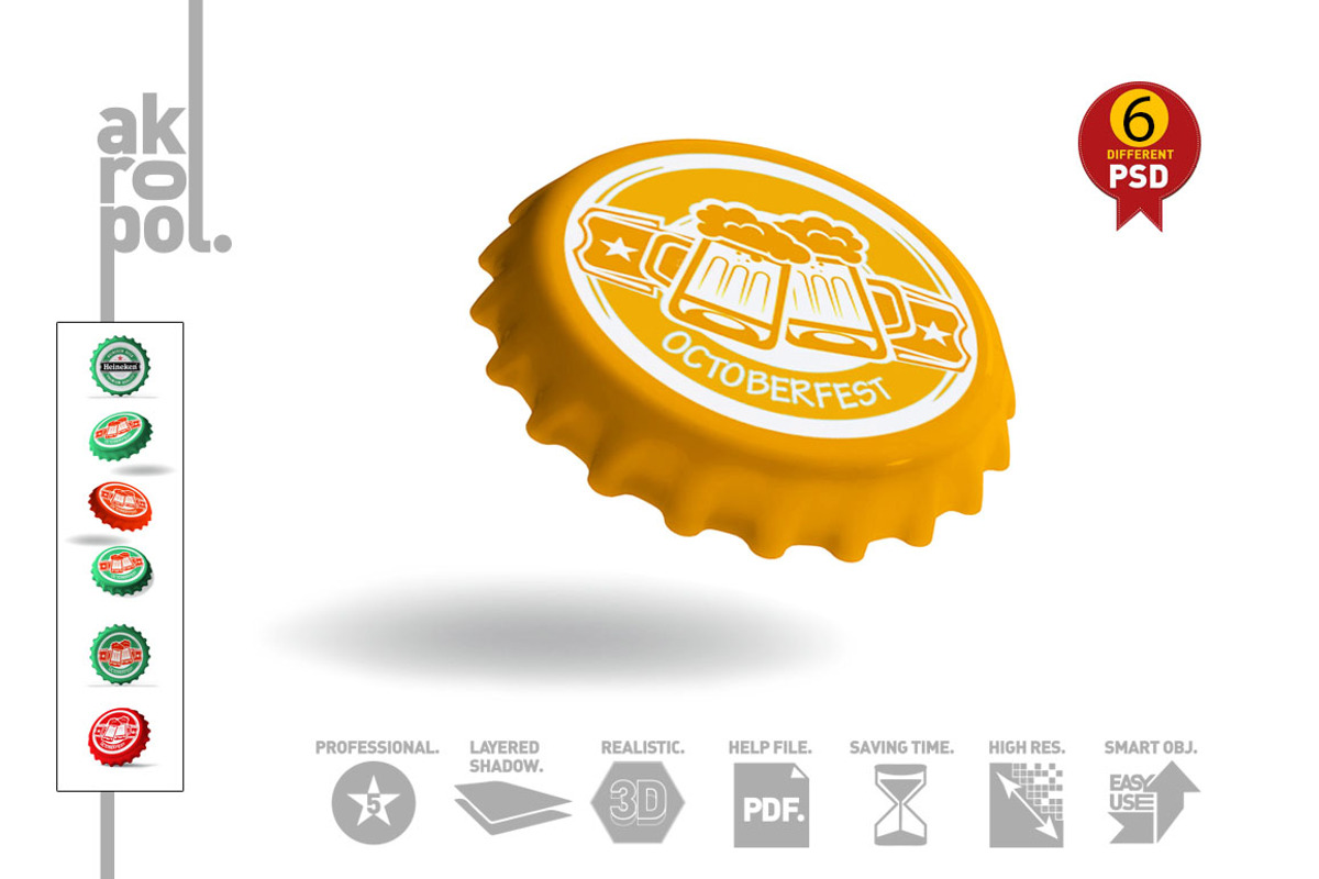 Bottle Cap Mock-Up, a Packaging Mockup by akropol (Photo 2 of 10)