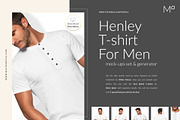Men Henley T-shirt Mockups Free demo, a Print Template by Apparel_Mockups (Thumbnail 1 of 3)