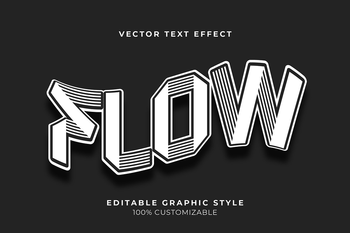 Striped 3D Outline Text Effect