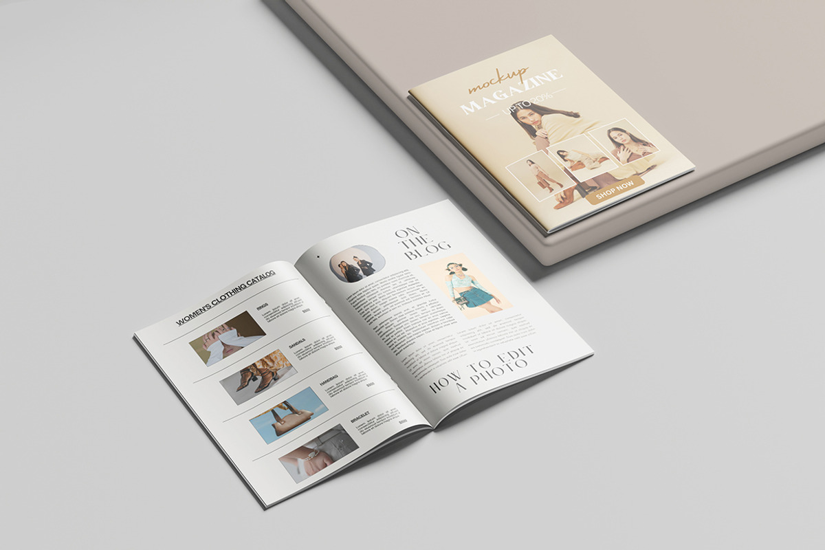 a4 magazine mock-up, a Books & Magazine Mockup by Pikachudesign