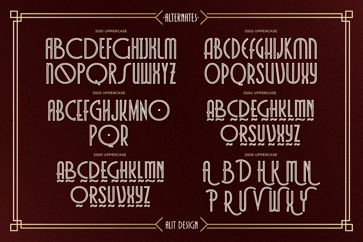 Decomang Art Deco Typeface, a Sans Serif Font by alit design (Photo 11 of 20)