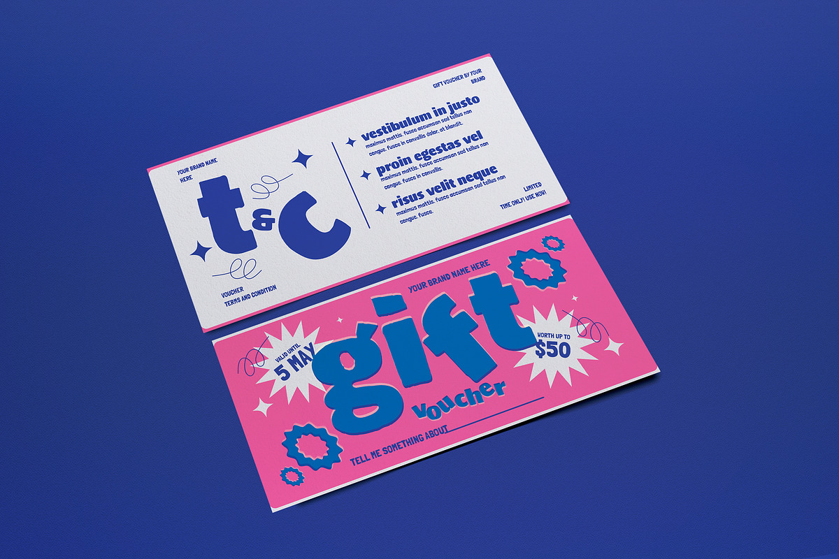 Pink Risograph Print Gift Voucher, a Card Template by graphicook (Photo 2 of 3)