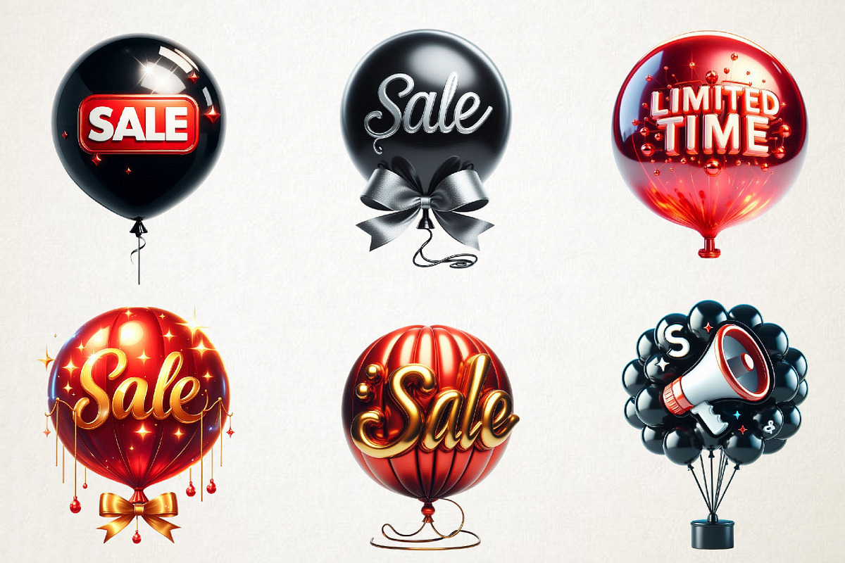 Black Friday Balloons PNG Collection, an Illustration by RobertsArt (Photo 5 of 7)