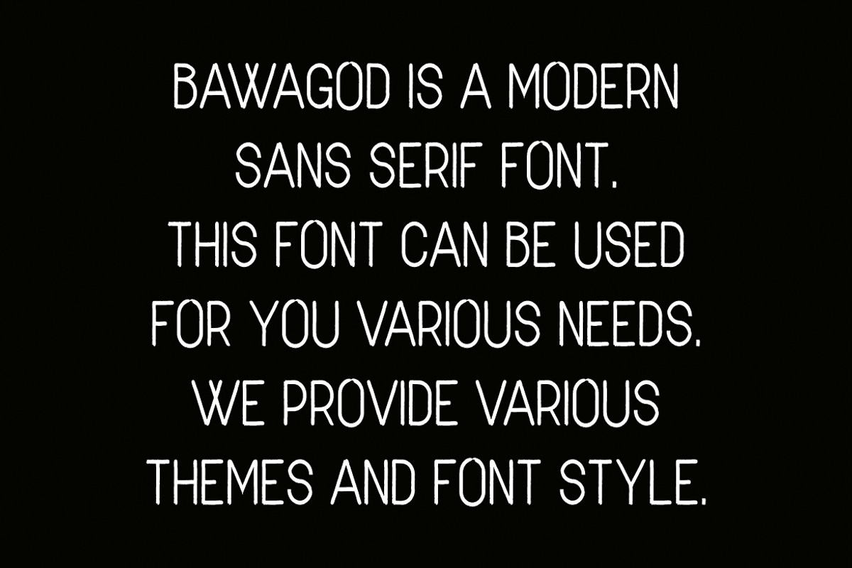 Bawagod - Modern Sans Font, a Sans Serif Font by Iqsiart Studio (Photo 3 of 6)