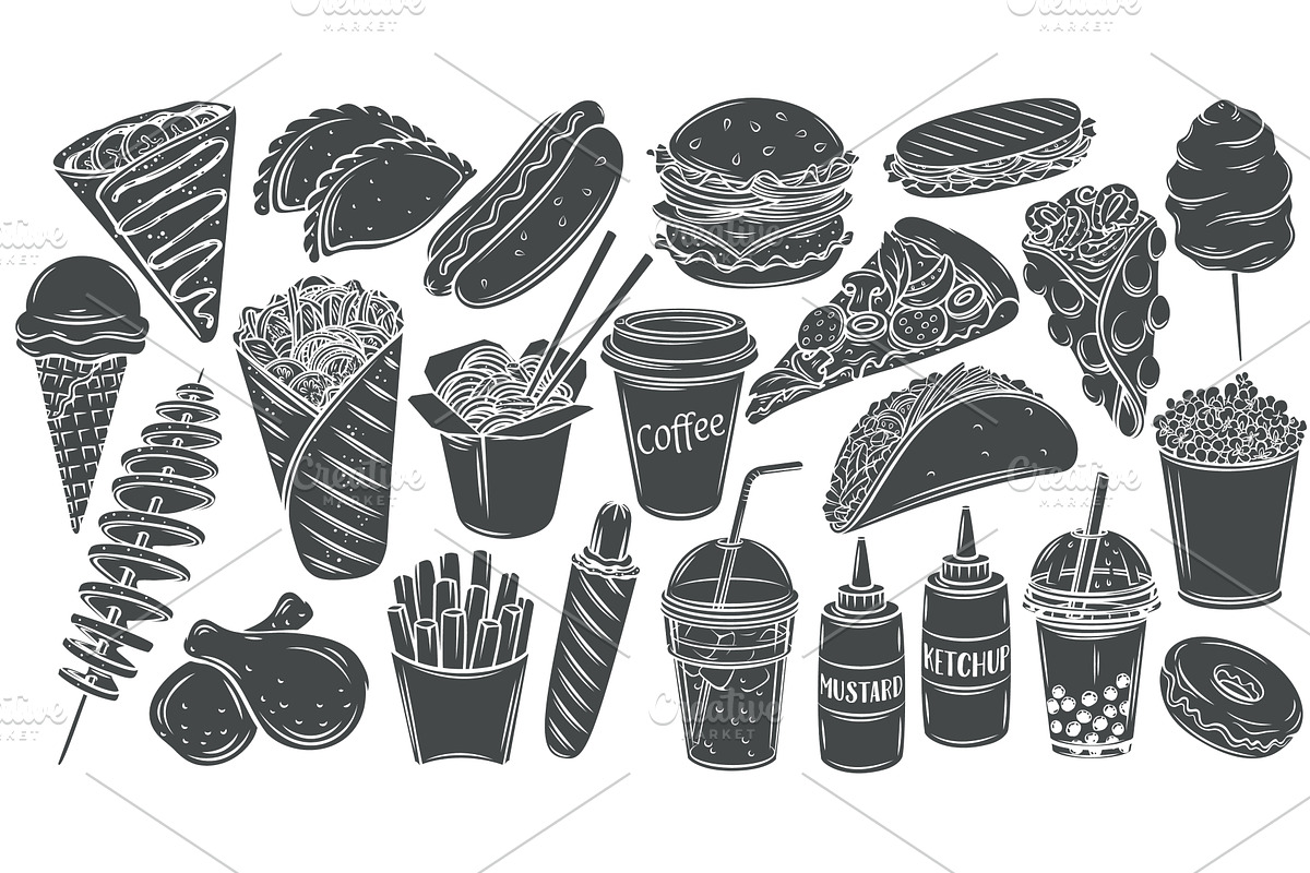 Fast food glyph icon, a Food Illustration by VictoriaSergeeva
