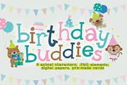 Birthday Buddies Illustration Pack, an Illustration by Quirky Queen Media (Thumbnail 1 of 9)