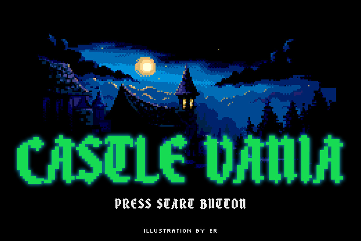 Blackbit Pixelated Blackletter Font, a Blackletter Font by Angin Studio (Photo 3 of 15)