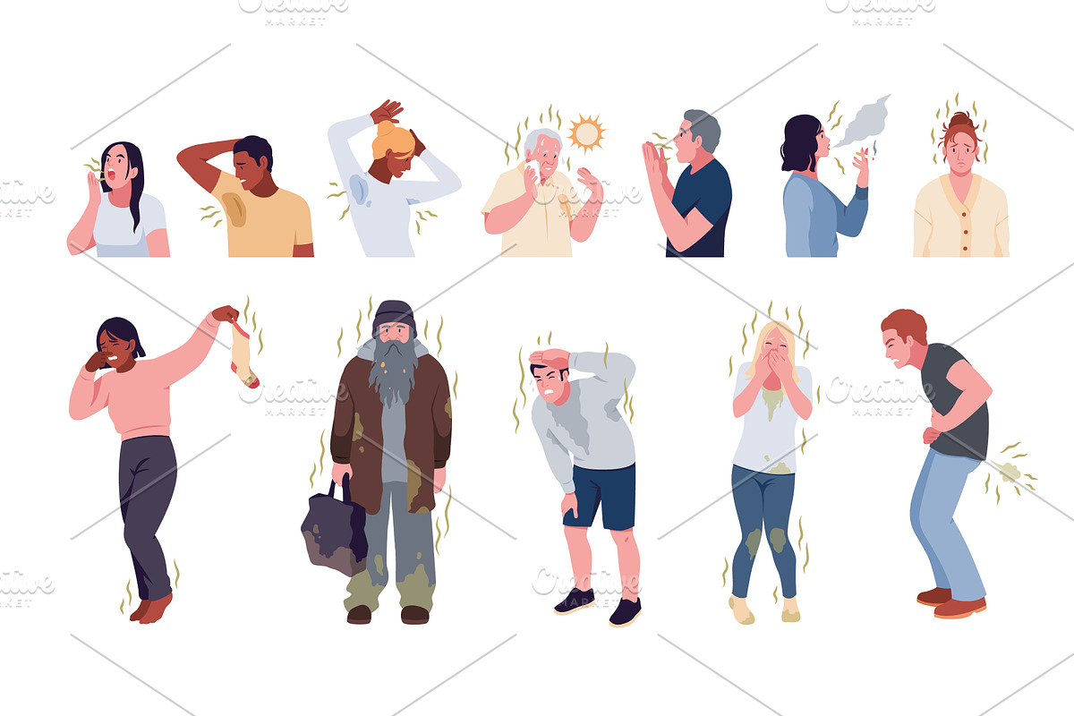 Bad smelling people. Stinky male and, a Person Illustration by YummyBuum