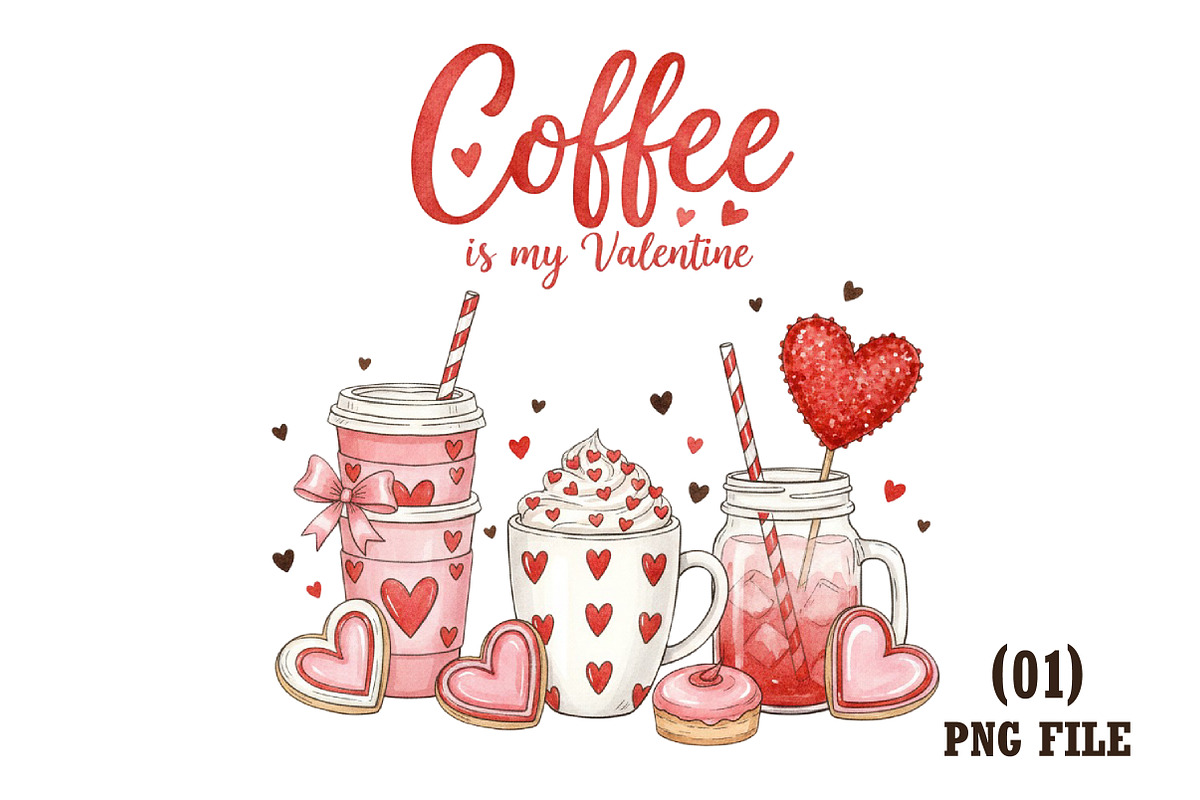 Valentine Coffee Cup PNG, an Illustration by DreamArtGraphic (Photo 1 of 6)