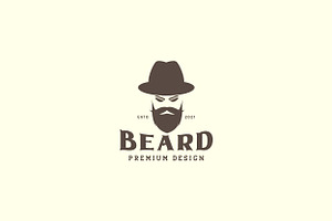 Vintage Man With Hat And Beard Logo