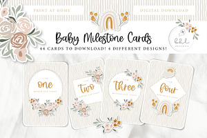 Baby Milestone Rainbows & Flowers