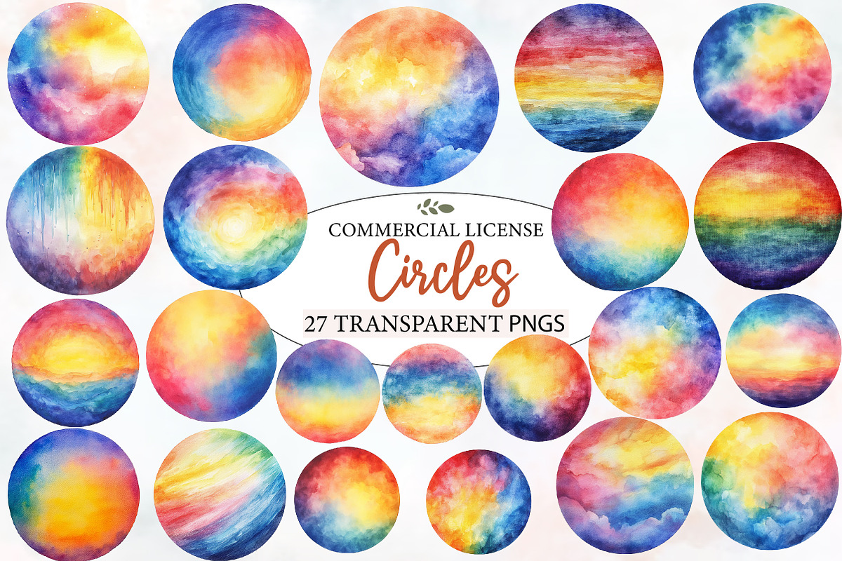 Rainbow Pastel Watercolor Circles, an Illustration by Designworld (Photo 1 of 7)