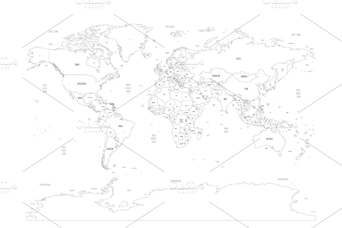 Handdrawn political map of World, an Illustration by pytyczech