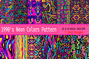 1990's Neon Colors Pattern, a Pattern Graphic by Printable Treasure (Thumbnail 1 of 7)