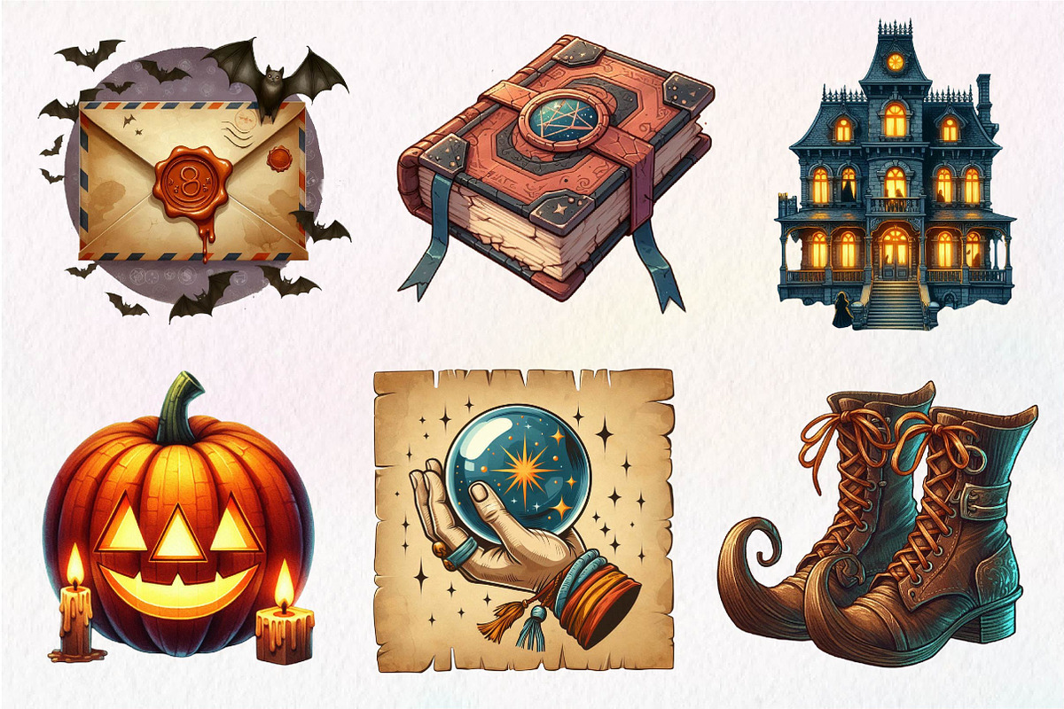 Vintage Halloween Clipart, an Illustration by Dream Creation (Photo 6 of 7)