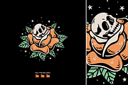Old School Skull Rose Illustration, an Object Illustration by Decoconio Design (Thumbnail 1 of 3)