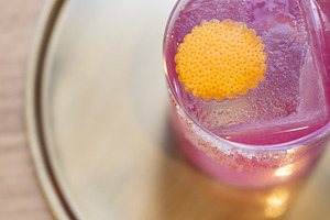Pink cocktail cold beverage ice glass citrus tray, a Food & Drink Photo by Photo Drive Studio