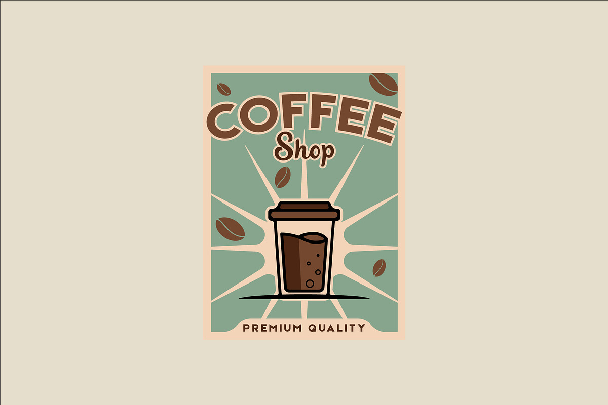 coffee shop vector poster vintage, a Poster Template by zyxroun shop