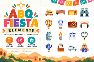 ABQ Fiesta Festival & Travel Vector, an Object Illustration by KAZ by IanMikraz Studio