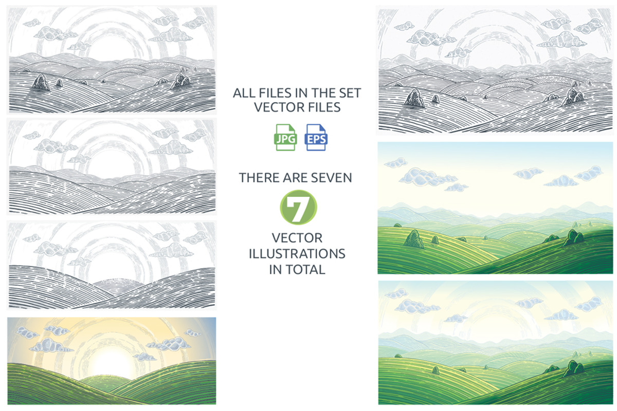 Landscape with green hills and mount, a Seasonal Illustration by Countryside life (Photo 2 of 9)