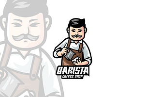 Illustration Barista Cartoon Logo., a Branding & Logo Template by VectorCraft