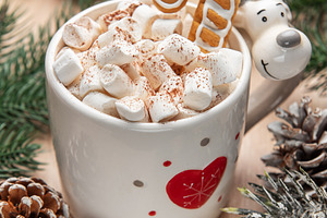 Hot cocoa with marshmallows and gingerbread for christmas, a Holiday Photo by Olena Rudo