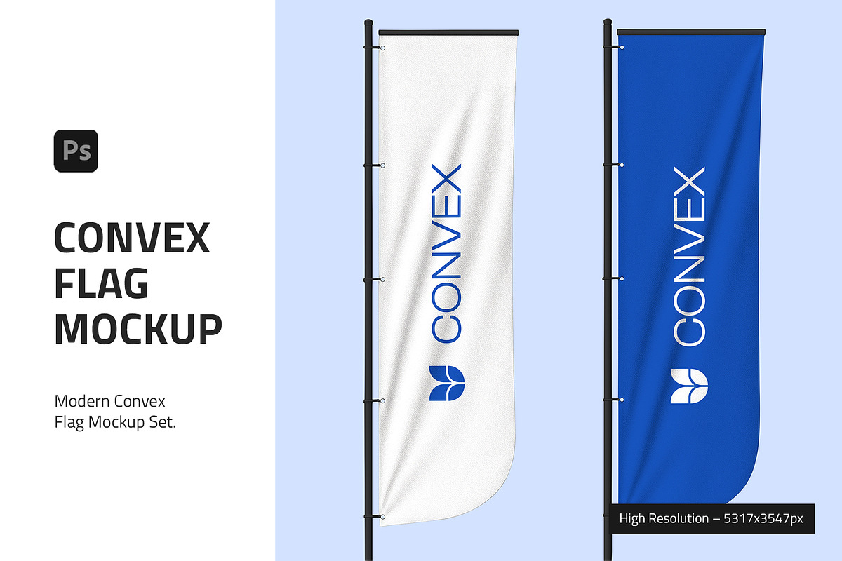 Standing Convex Flag Mockup, an Advertising Mockup by PixelWink (Photo 3 of 3)