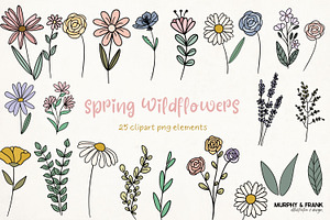 Wildflower Clipart Flowers with Stem