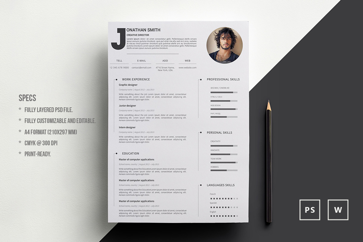 Word Resume, a Resume Template by BixBar (Photo 1 of 2)