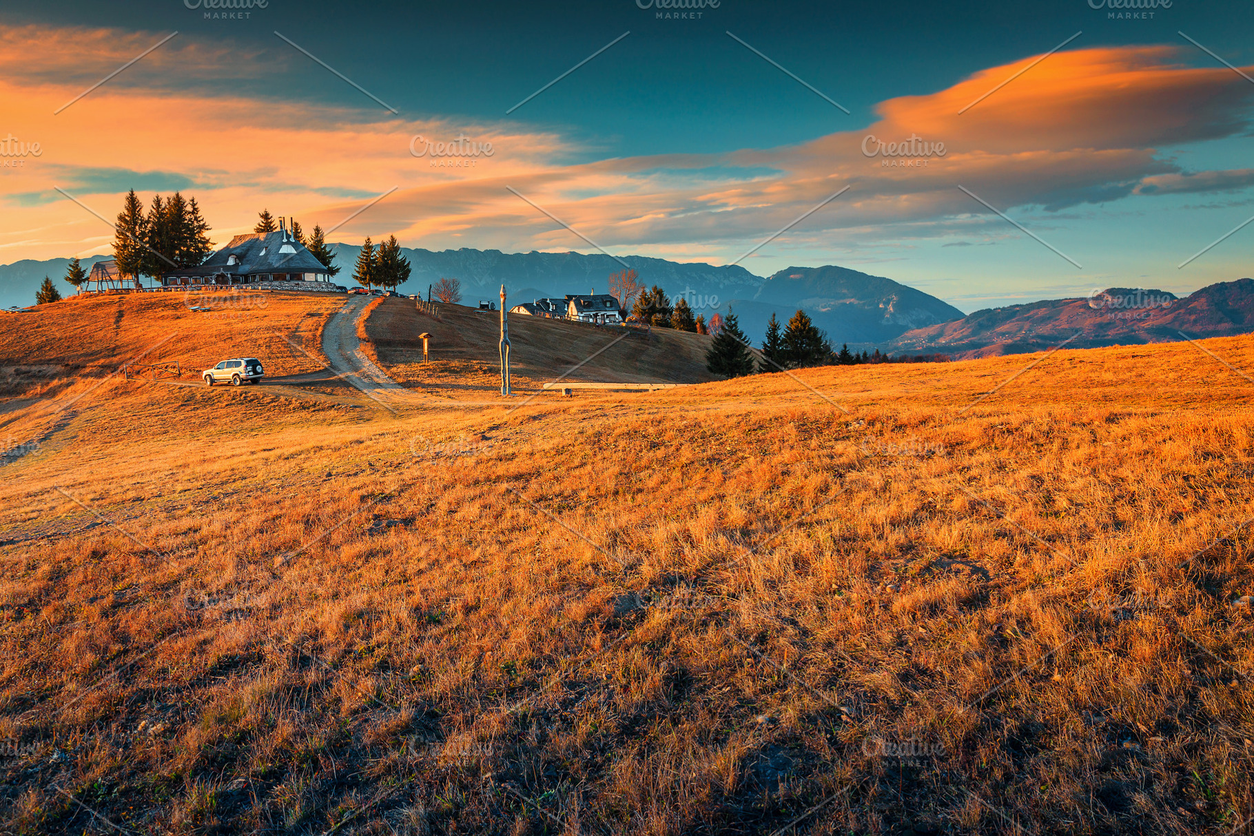 Fantastic rural landscape at sunset, a Nature Photo by Alpine Dreams