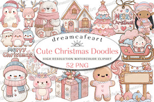 Cute Christmas Doodles PNG, an Illustration by DreamCafeArt