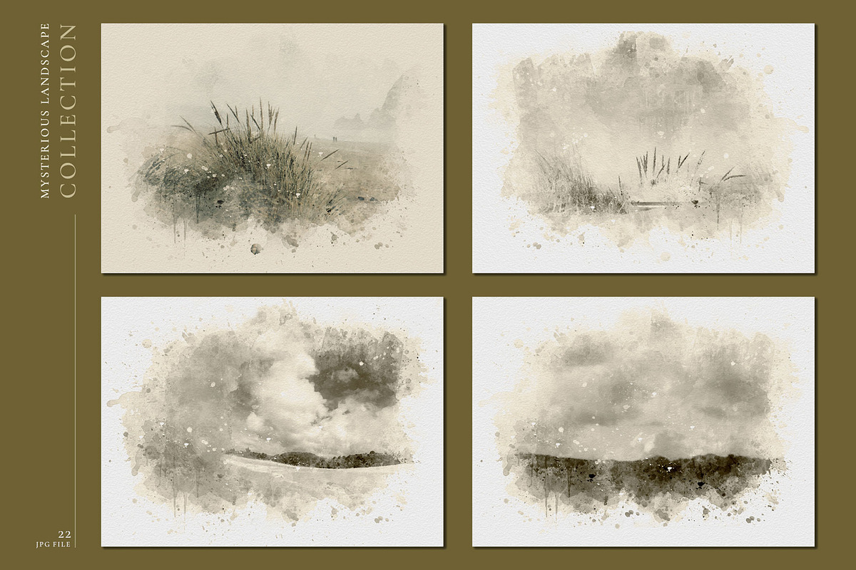 Mysterious Watercolor Landscapes 2, a Background Graphic by Suna Kosem (Photo 8 of 14)