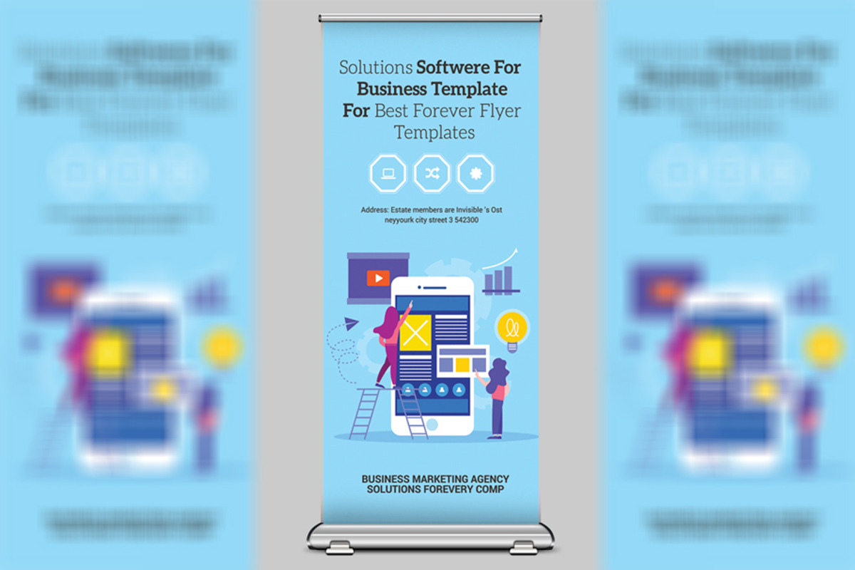 Mobile App Promotion Roll-up Banner, a Marketing Template by graphicforest