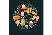 Christmas holiday symbols set, a Seasonal Illustration by Elen_Art (Thumbnail 1 of 3)