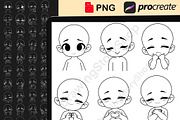 50Chibi Emote Bases Stamps Procreate, a Brush Add-On by DrawingStoryShop (Thumbnail 4 of 6)