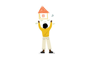 Cute African American Boy Drawing, a Person Illustration by TopVectors