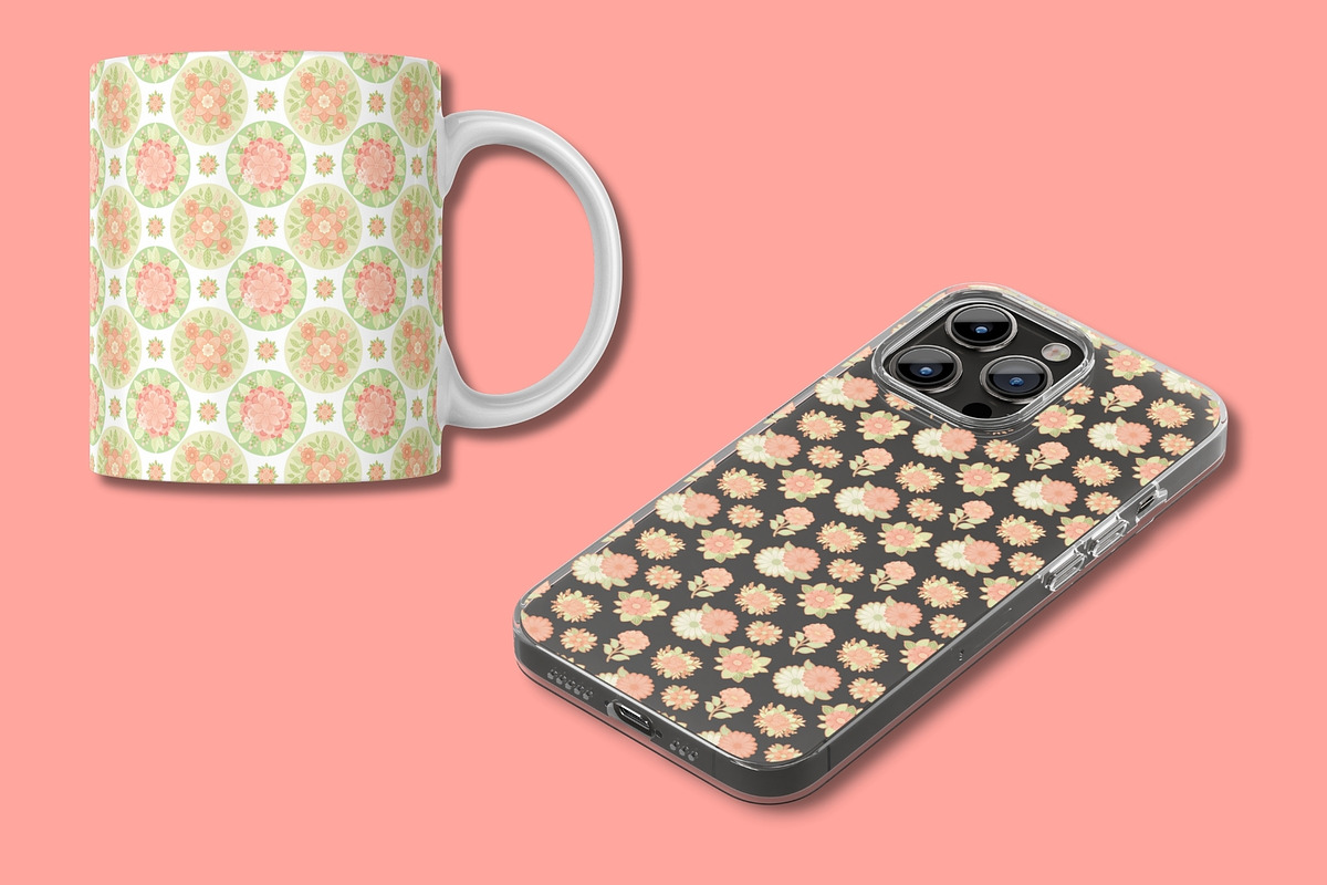FLORAL PEACH FUZZ SEAMLESS PATTERNS, a Pattern Graphic by Une Affaire de Filles (Photo 3 of 3)