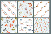 Watercolor seafood collection., a Food Illustration by Elena Medvedeva (Thumbnail 5 of 5)